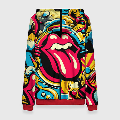 Женская толстовка Rolling Stones logo - pop art pattern / 3D-Красный – фото 2