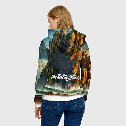 Женская толстовка Rolling Stones - sea rocks / 3D-Белый – фото 4