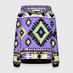 Женская толстовка Геометрический сиренево желтый орнамент ацтеков