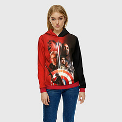 Толстовка-худи женская Капитан Америка Новый мир, цвет: 3D-красный — фото 2