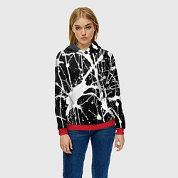 Толстовка-худи женская Брызги белой краски, цвет: 3D-красный — фото 2