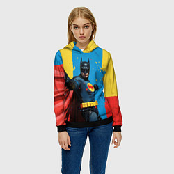 Толстовка-худи женская Бэтмен предупреждает, цвет: 3D-черный — фото 2