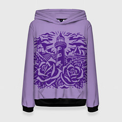 Женская толстовка Маяк с розами и корабли