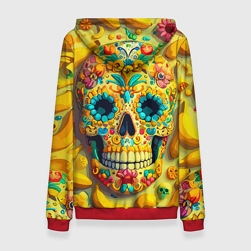 Женская толстовка Красочный летний паттерн с черепом - нейроарт / 3D-Красный – фото 2