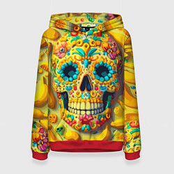 Женская толстовка Красочный летний паттерн с черепом - нейроарт