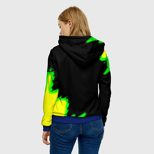 Женская толстовка Doom огненное лого краски / 3D-Синий – фото 4