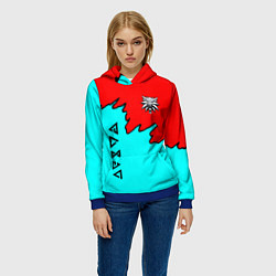 Толстовка-худи женская Ведьмак краски логотип, цвет: 3D-синий — фото 2