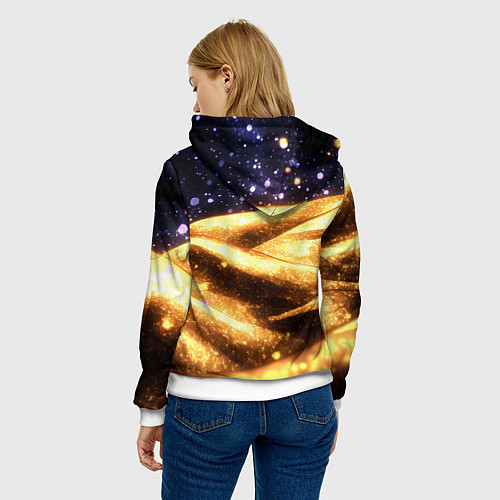 Женская толстовка Золотая текстура и синее небо / 3D-Белый – фото 4