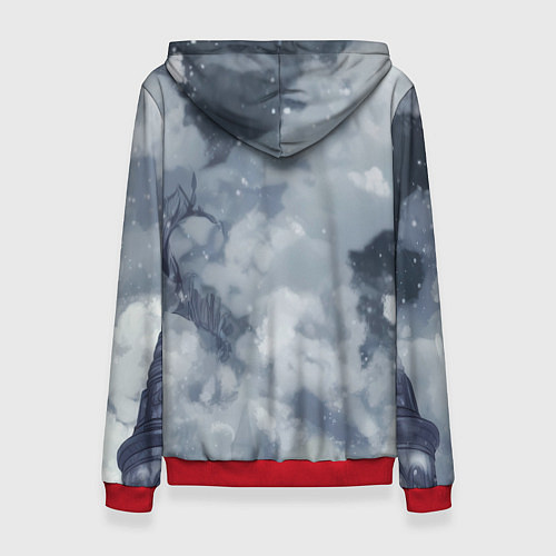 Женская толстовка Бэтмен на фоне снегопада / 3D-Красный – фото 2