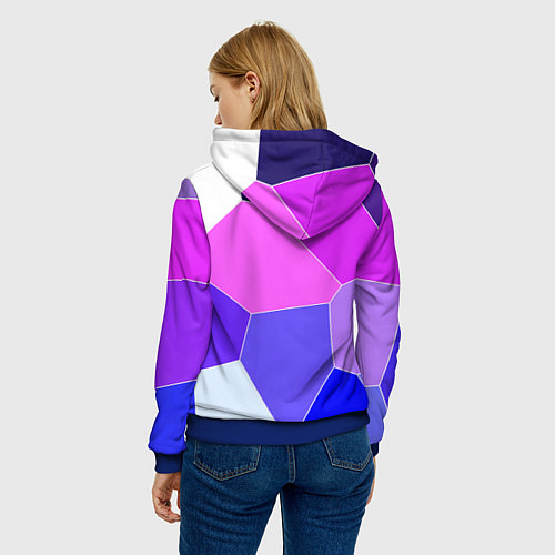 Женская толстовка Сине-розовый крупные фрагменты / 3D-Синий – фото 4