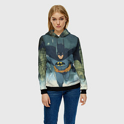 Толстовка-худи женская Бэтмен старый стиль, цвет: 3D-черный — фото 2