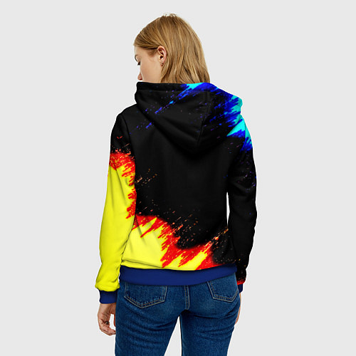 Женская толстовка Monster energy огненные краски / 3D-Синий – фото 4