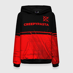Толстовка-худи женская CreepyPasta - red gradient посередине, цвет: 3D-черный