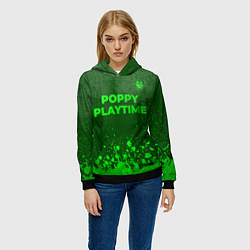 Толстовка-худи женская Poppy Playtime - green gradient посередине, цвет: 3D-черный — фото 2