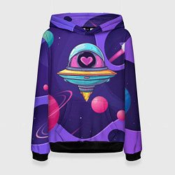 Женская толстовка Летающая тарелка с сердцем