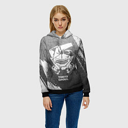 Толстовка-худи женская Tokyo Ghoul - grey gradient, цвет: 3D-черный — фото 2