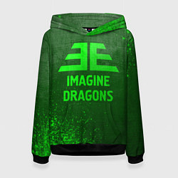 Толстовка-худи женская Imagine Dragons - green gradient, цвет: 3D-черный