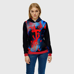 Толстовка-худи женская Doom космическая абстракция, цвет: 3D-красный — фото 2