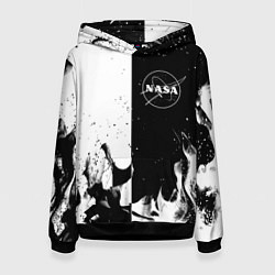 Женская толстовка Nasa черно белый огонь