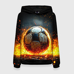 Женская толстовка Футбольный мяч в красном пламени