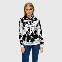 Толстовка-худи женская Doom символы краски, цвет: 3D-белый — фото 2