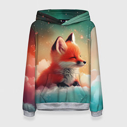 Женская толстовка Милый лисенок спит на облаке