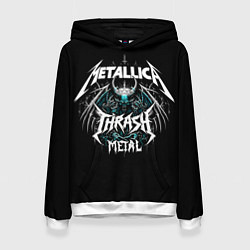 Толстовка-худи женская Metallica group - thrash metal style, цвет: 3D-белый