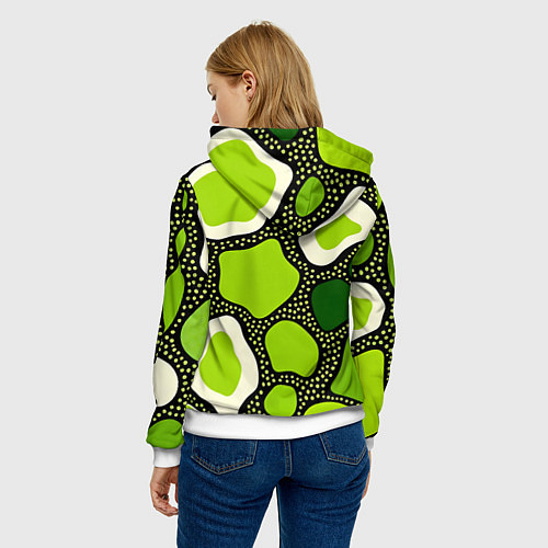 Женская толстовка Зеленая абстракция с кругами / 3D-Белый – фото 4