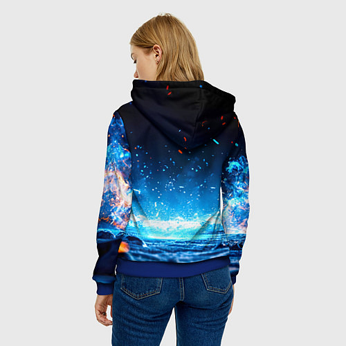 Женская толстовка Хоккеист в синем пламени / 3D-Синий – фото 4