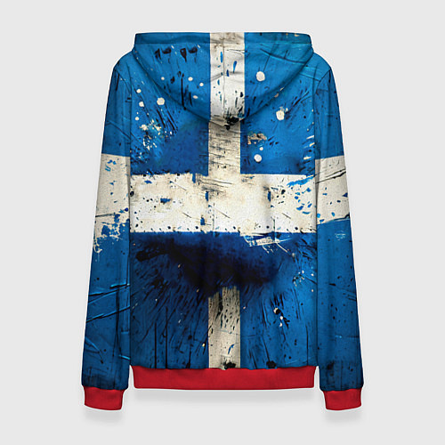 Женская толстовка Футбольный мяч на синем / 3D-Красный – фото 2