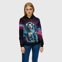 Толстовка-худи женская Далматинец бравый космонавт - нейроарт, цвет: 3D-черный — фото 2
