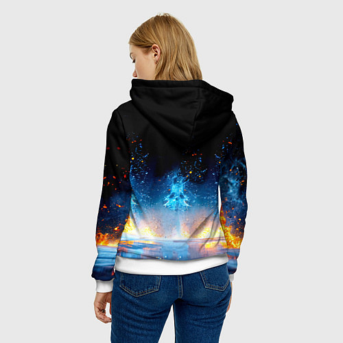 Женская толстовка Хоккеист в синем пламени / 3D-Белый – фото 4