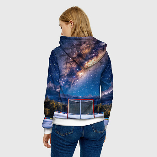 Женская толстовка Хоккейные ворота в ночи / 3D-Белый – фото 4