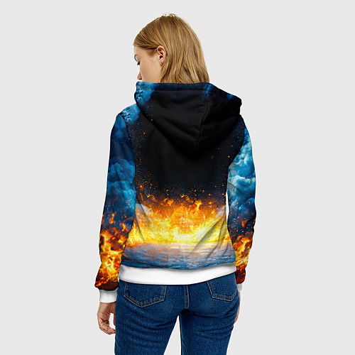Женская толстовка Айкидоист в огне и синий дым / 3D-Белый – фото 4