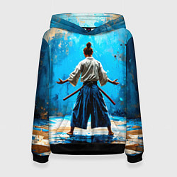 Женская толстовка Боец айкидо на синем