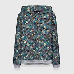 Женская толстовка Бордово-голубой квадратный паттерн