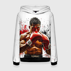 Женская толстовка Тайский боксер на белом