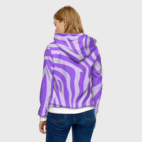 Женская толстовка Лавандовый тигровый паттерн / 3D-Белый – фото 4
