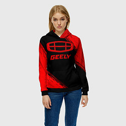 Толстовка-худи женская Geely - red gradient, цвет: 3D-черный — фото 2