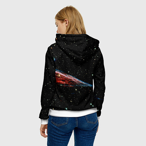 Женская толстовка Котёнок космонавт в открытом космосе / 3D-Белый – фото 4