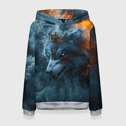 Женская толстовка Волк в короне в огне