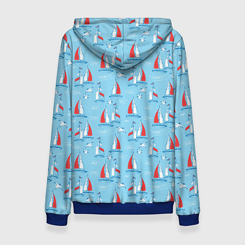Женская толстовка Морской паттерн с парусными лодками и чайками / 3D-Синий – фото 2