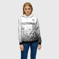 Толстовка-худи женская Totoro - white gradient посередине, цвет: 3D-черный — фото 2
