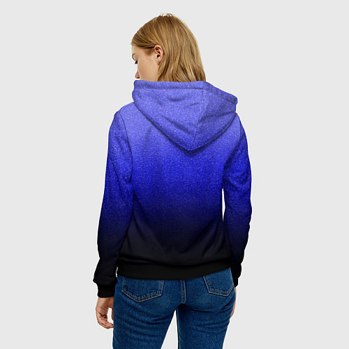 Женская толстовка Градиент индиго из синего в чёрный / 3D-Черный – фото 4