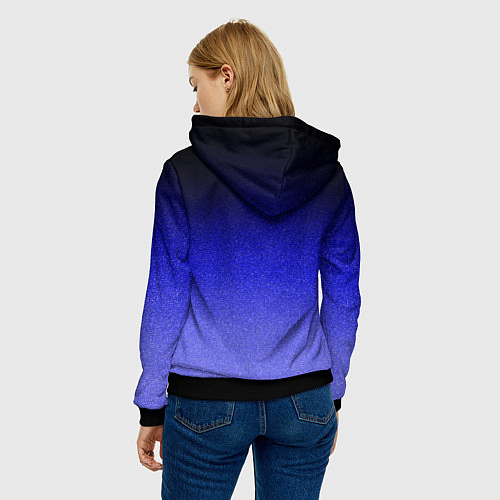 Женская толстовка Градиент индиго из чёрно в синий текстура крошка / 3D-Черный – фото 4
