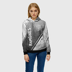 Толстовка-худи женская Ramones - grey gradient вертикально, цвет: 3D-черный — фото 2
