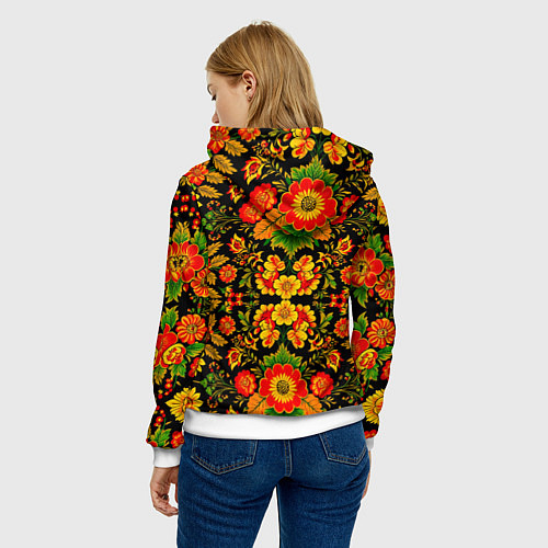 Женская толстовка Русская хохломская роспись / 3D-Белый – фото 4