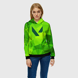 Толстовка-худи женская Valorant green poly, цвет: 3D-черный — фото 2