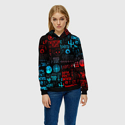 Толстовка-худи женская Twenty one pilots rock pattern, цвет: 3D-черный — фото 2
