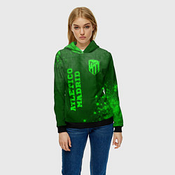 Толстовка-худи женская Atletico Madrid - green gradient вертикально, цвет: 3D-черный — фото 2